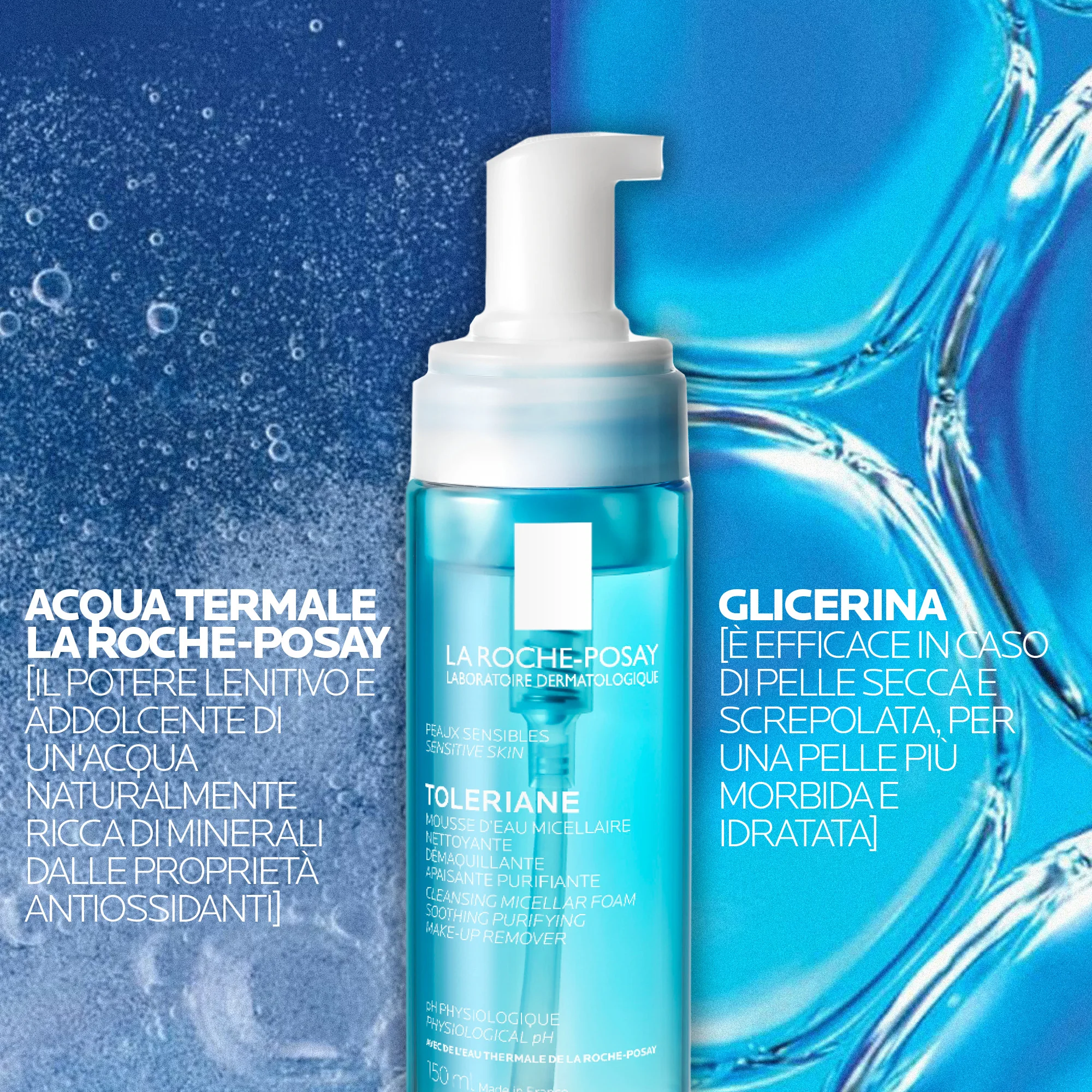 La Roche Posay Toleriane Mousse d'Acqua Micellare 150 Ml Pelle sensibile