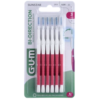 GUM Bi-Direction Scovolino Interdentale Fine 6 pezzi Testina orientabile 2 in 1