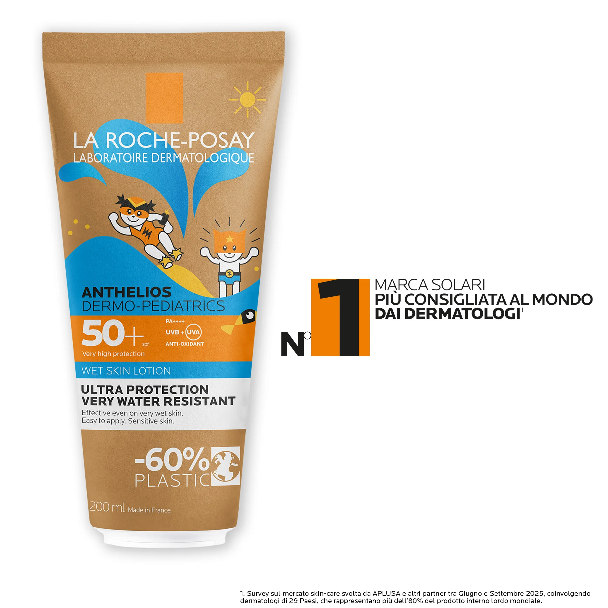 La Roche Posay Anthelios Gel Pelle Bagnata Bambino 50+ 200 ml Protezione Solare Alta