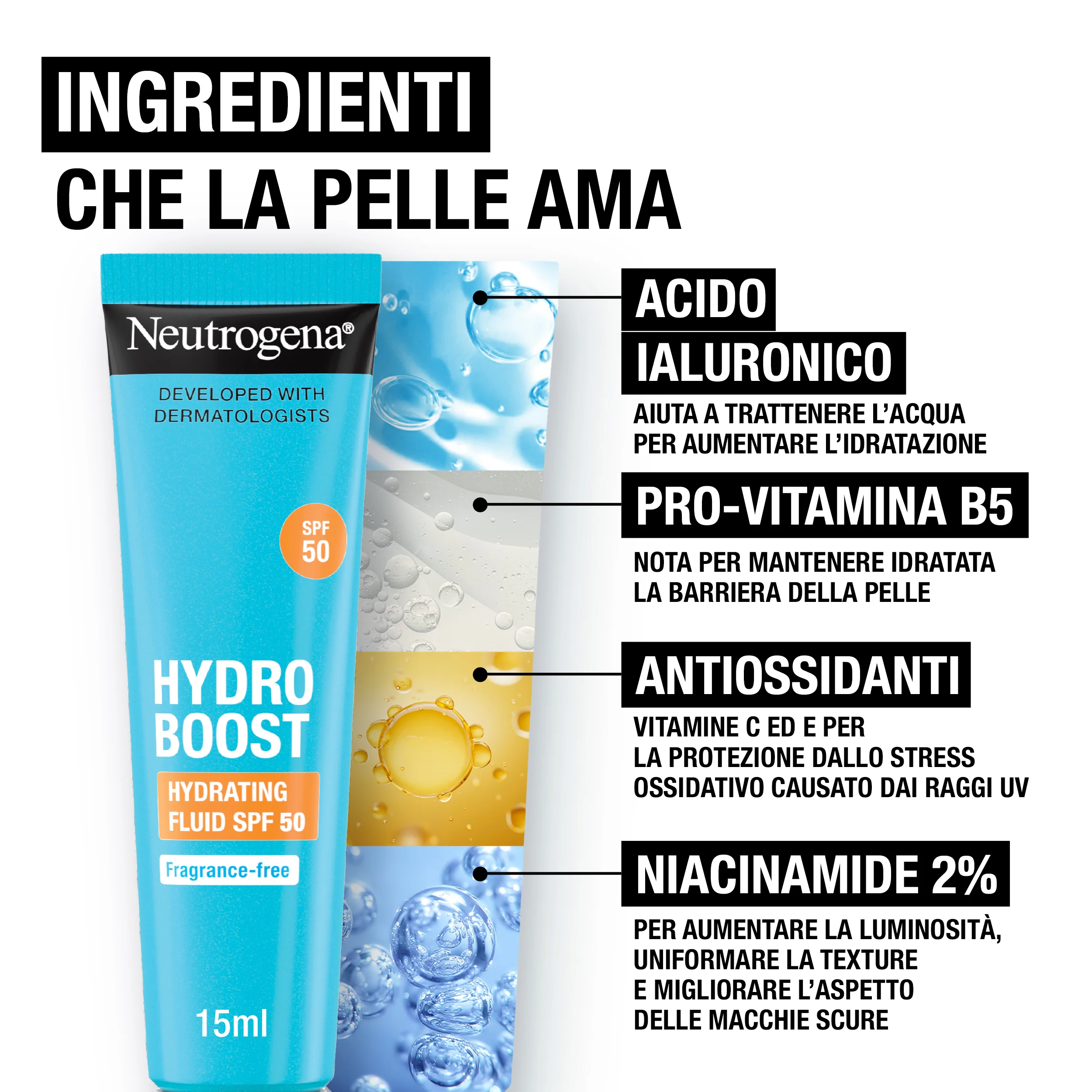 Neutrogena Idratazione e Protezione Hydro Boost Detergente 200 ml + Siero 30 ml + Fluido SPF50 15ml Azione Intensiva