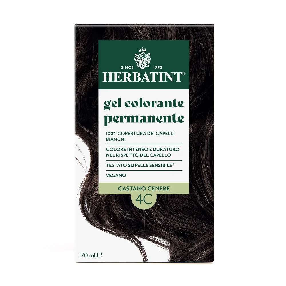 Herbatint Gel Colorante Permanente 4C Castano Cenere 170 Ml Colore Intenso e Duraturo