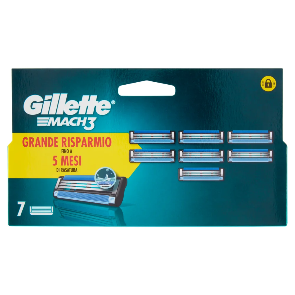 Gillette Mach3 Lame 7Pz Cartucce di Ricambio per Rasoi Mach3