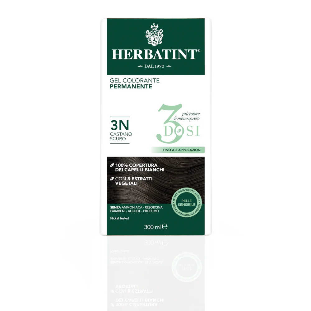 Herbatint Tintura Capelli Gel Permanente 3Dosi 3N Castano Scuro 300 ml 