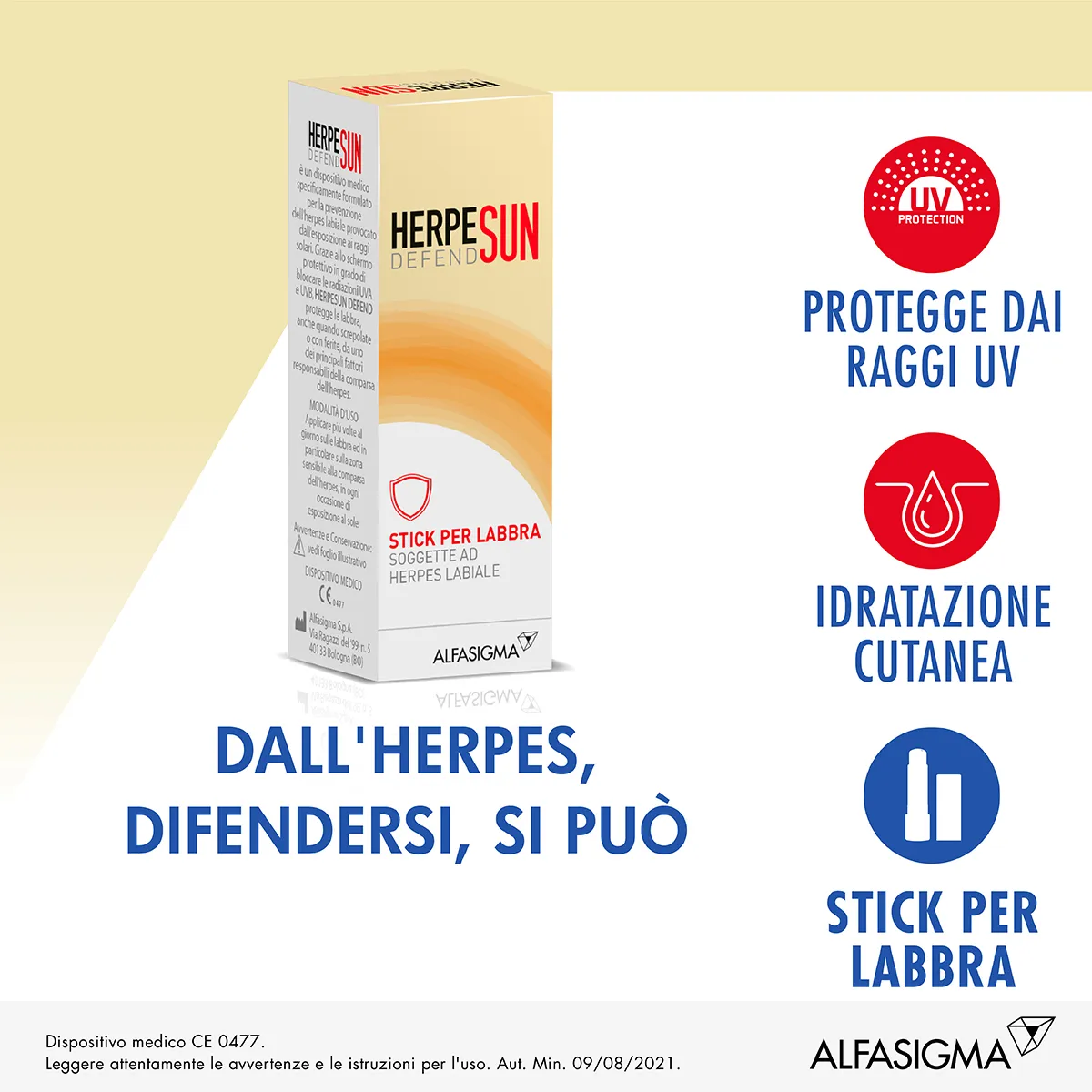 Herpesun Defend 5 ml - Stick Labbra per Herpers Labiale