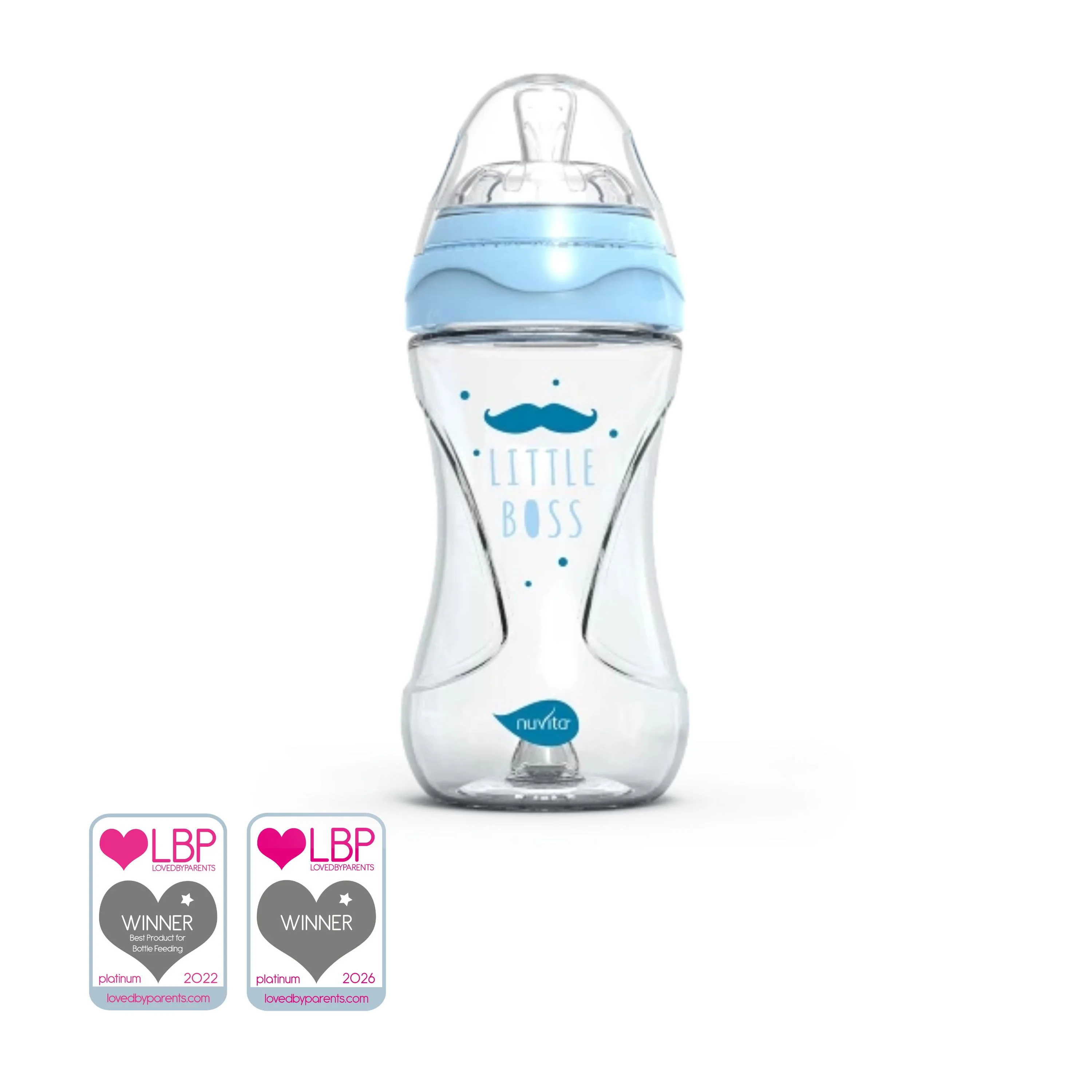 Nuvita Collection Glass Biberon Vetro Blu 240 ml Con Valvola Riduci Coliche