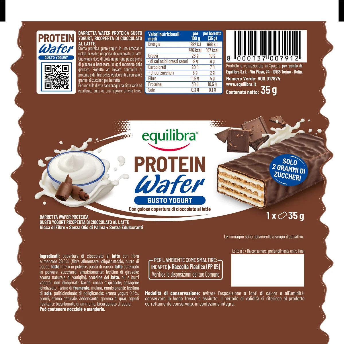 Protein Wafer Yogurt Barr 35 g Barretta Proteica
