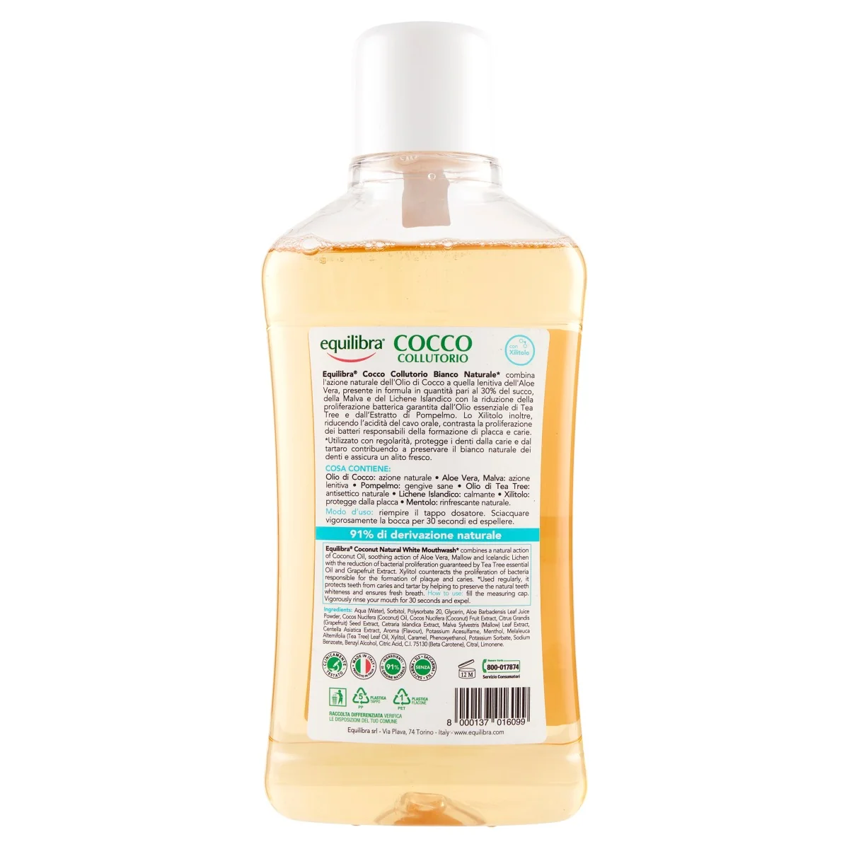 Equilibra Cocco Collutorio Bianco Naturale 500 ml Delicato