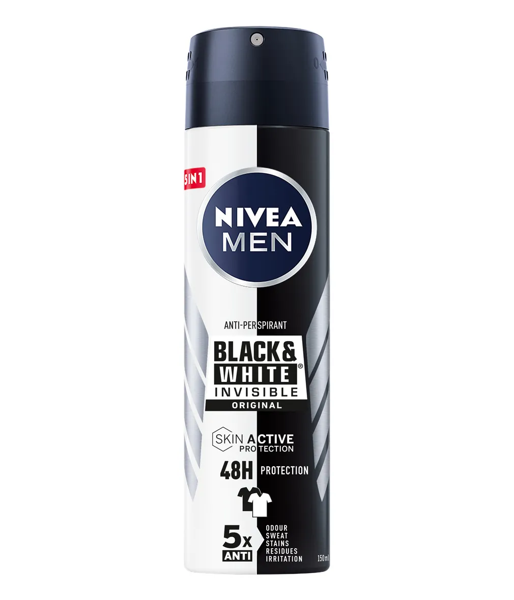 Nivea Deodorante Black & White Invisible Original Spray Anti-Aloni Per Tutti i Tipi di Pelle