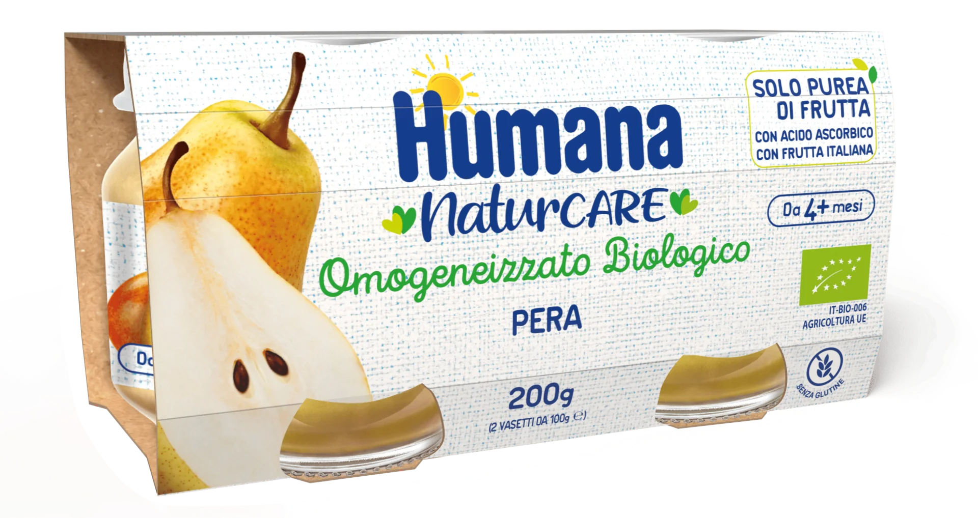 Humana Omogeneizzato Pera Bio 2X100 g Alimento per Infanzia