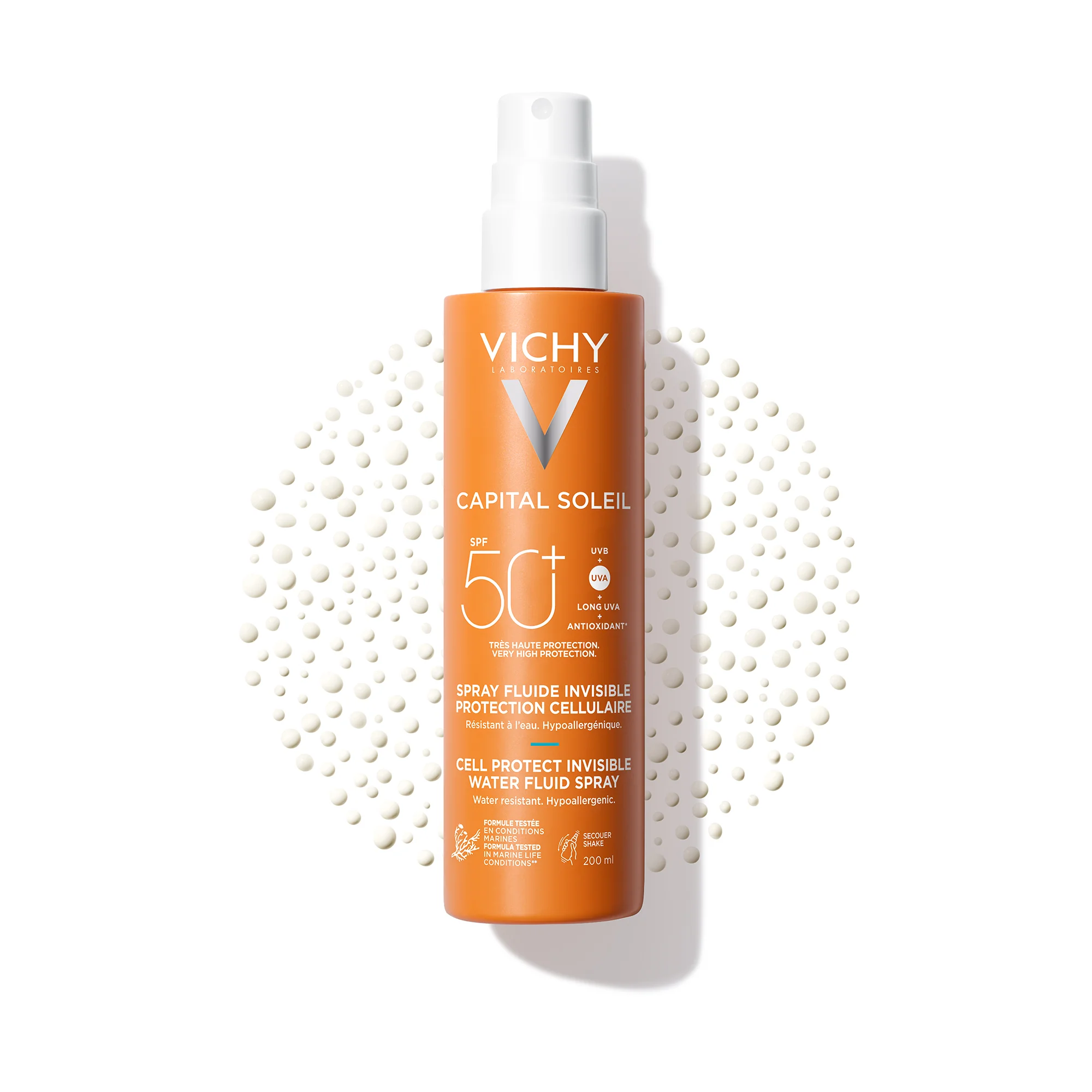 Vichy Capital Soleil Cell Protect SPF50+, 200 Ml Protezione solare ultra leggera