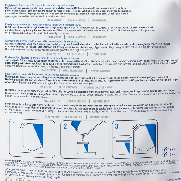 Cerave crema Idratante Refill 473 ml Ricarica per il benessere della Pelle Secca