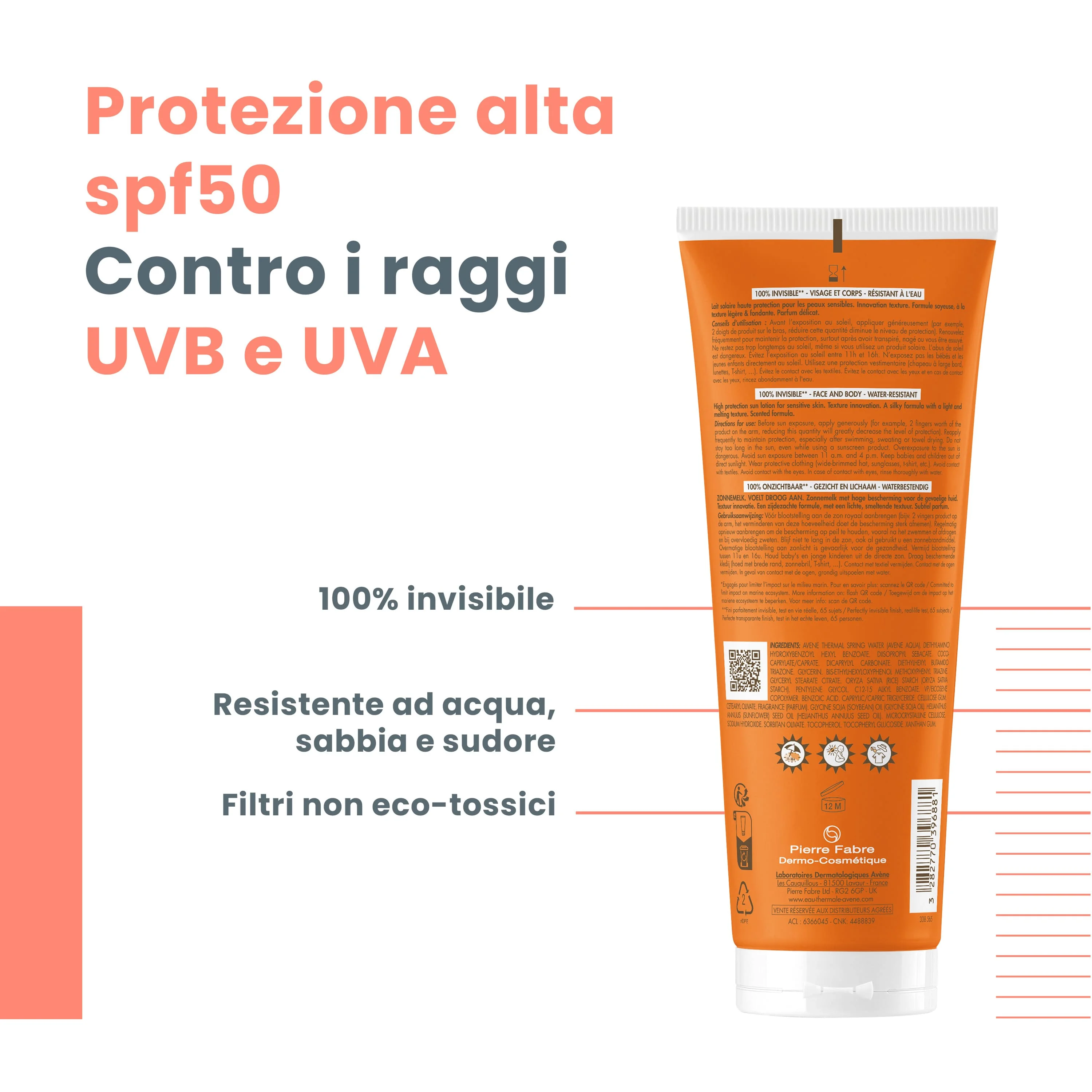 Avene Latte Solare SPF 50 250 ml Pelle Sensibile