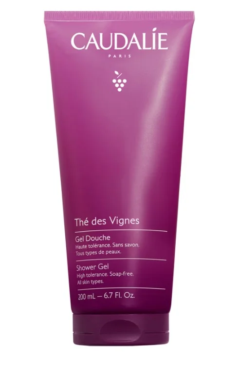 Caudalie Gel Doccia Thé Des Vignes 200 ml Detergente Delicato al Muschio Bianco, Zenzero e Neroli