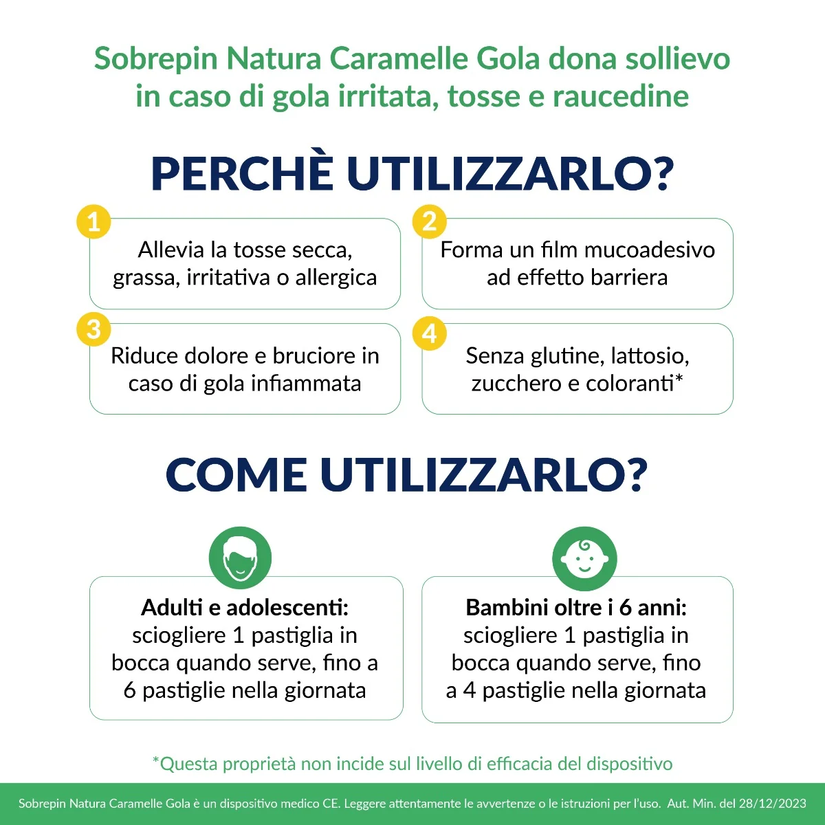 Sobrepin Natura Gola Caramelle Menta per Gola Irritata