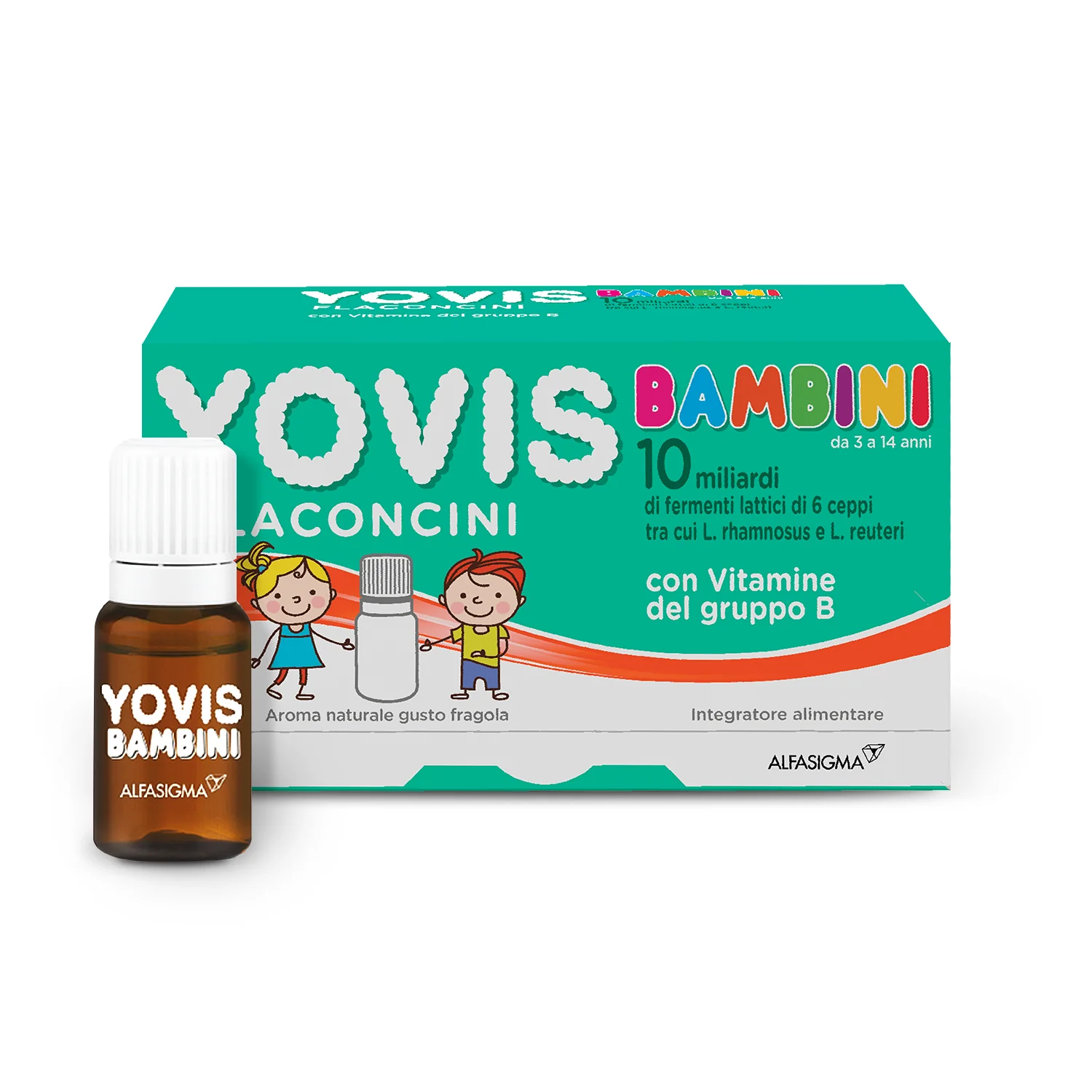 Yovis Bambini Gusto Fragola 10 Flaconcini da 10 ml Integratore Fermenti Lattici Probiotici