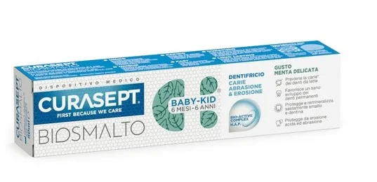 Curasept Biosmalto Dentifricio Baby Kid Menta 50 Ml Carie Abrasione & Erosione