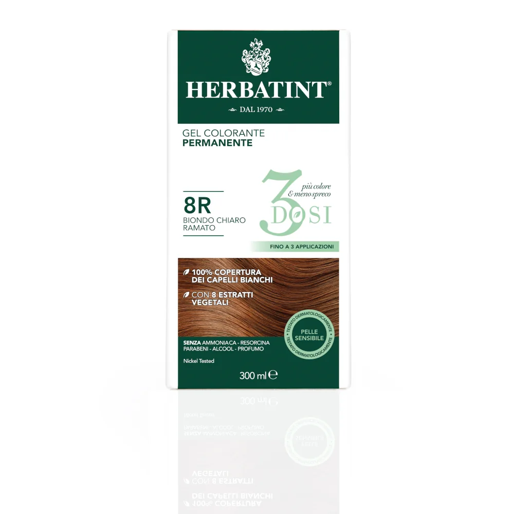 Herbatint Tintura Capelli Gel Permanente 3Dosi 8R Biondo Chiaro Ramato 300 ml