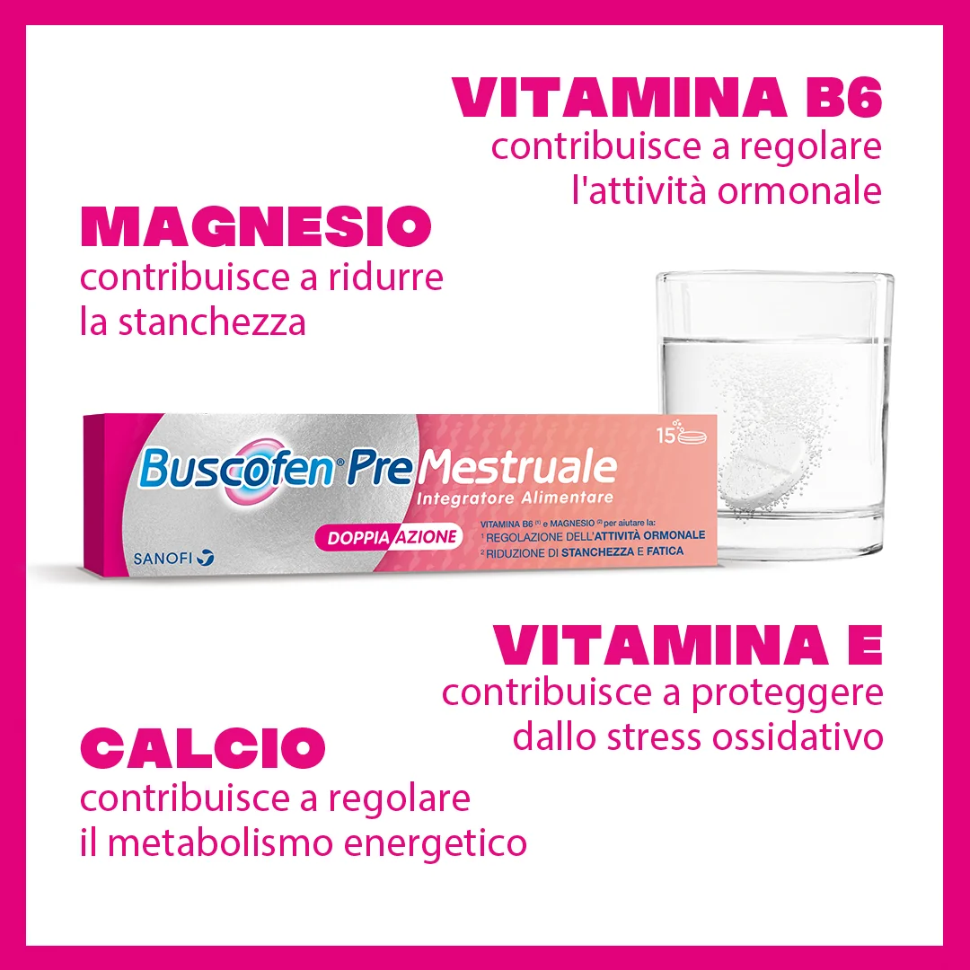 Buscofen Premestruale 15 Compresse Effervescenti Integratore Donna per Ciclo Mestruale