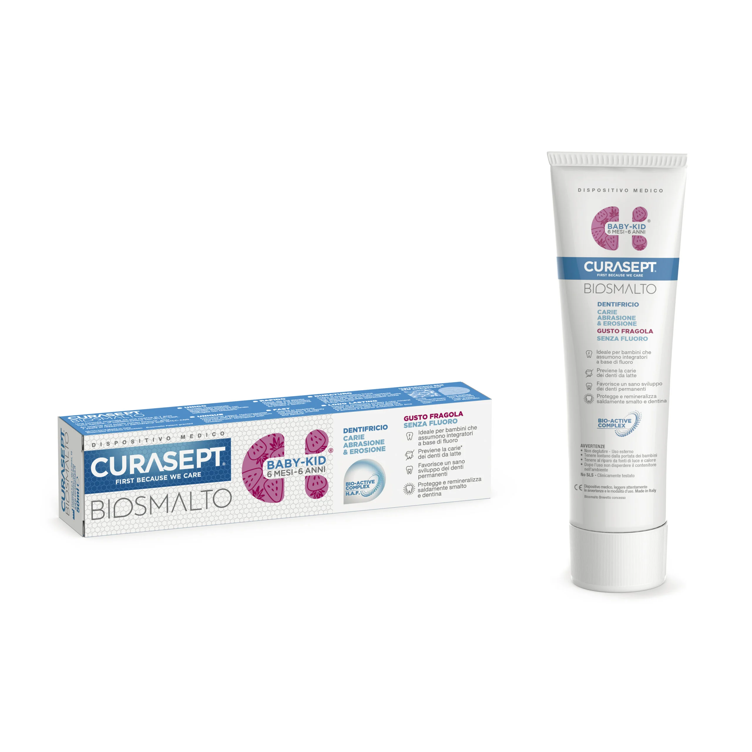 Curasept Biosmalto Baby-Kid Dentifricio Senza Fluoro 50 ml