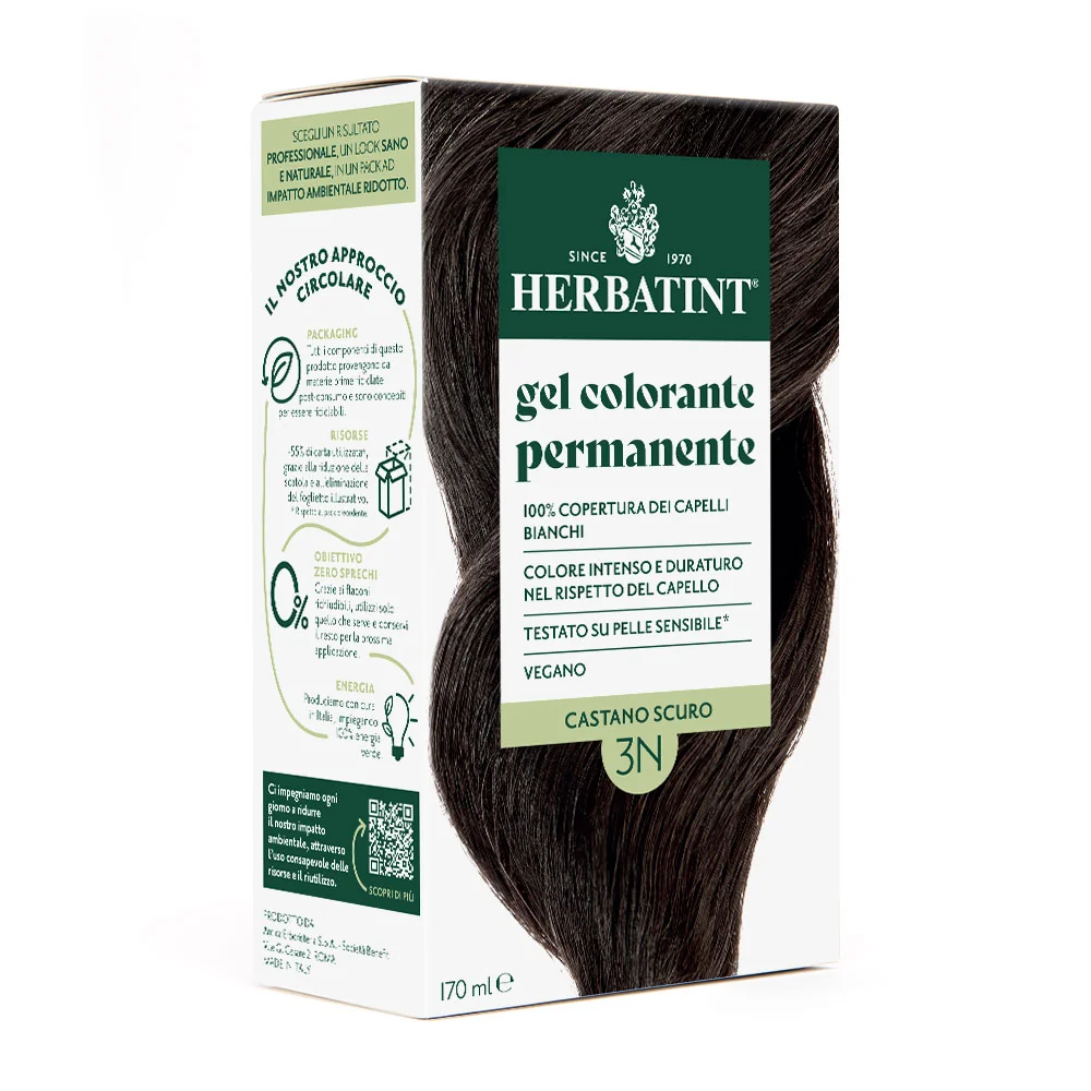 Herbatint Gel Colorante Permanente 3N Castano Scuro 170 Ml Colore Intenso e Duraturo
