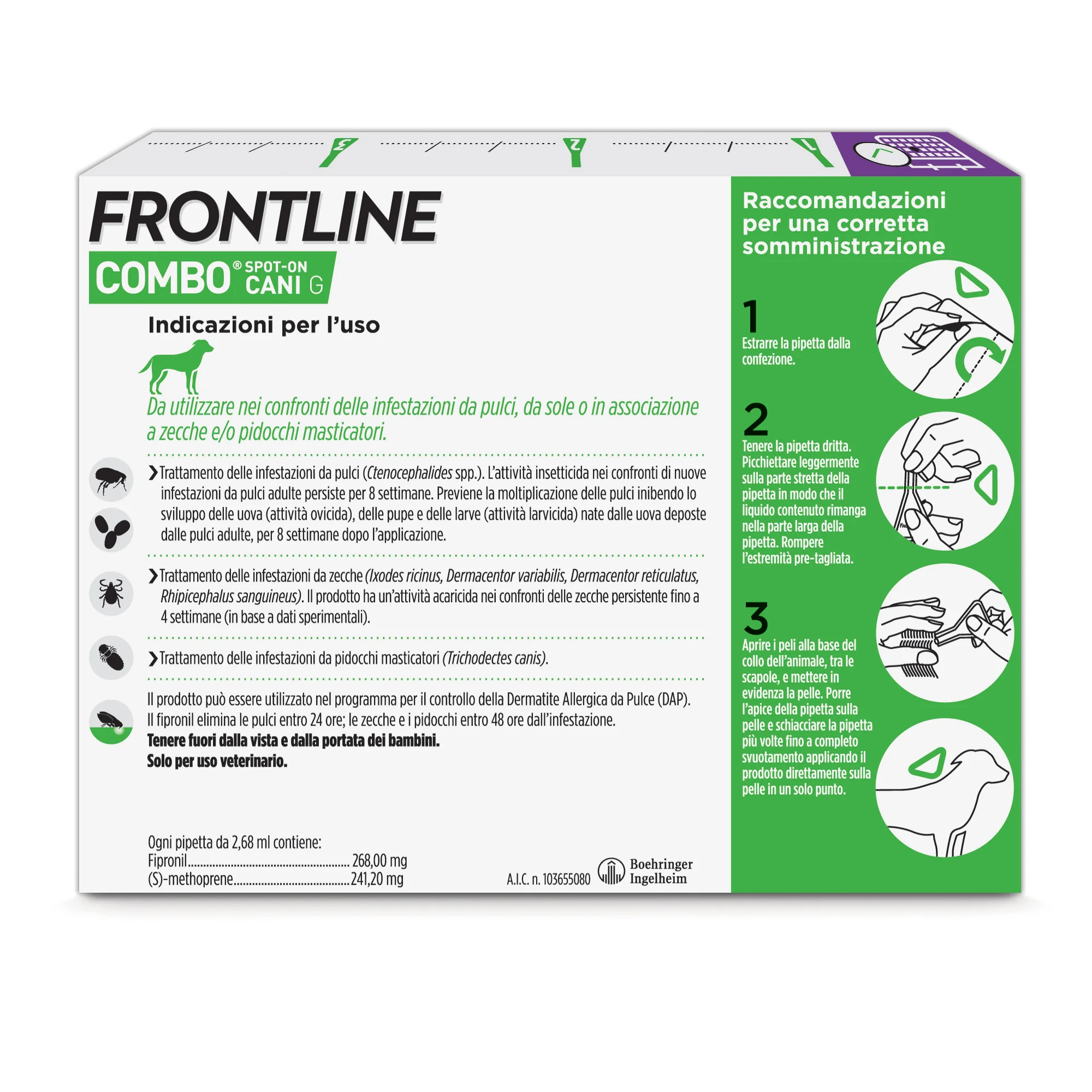 Frontline Combo Cani X3 Antiparassitario Contro Pulci, Zecche E Pidocchi (20-40Kg)