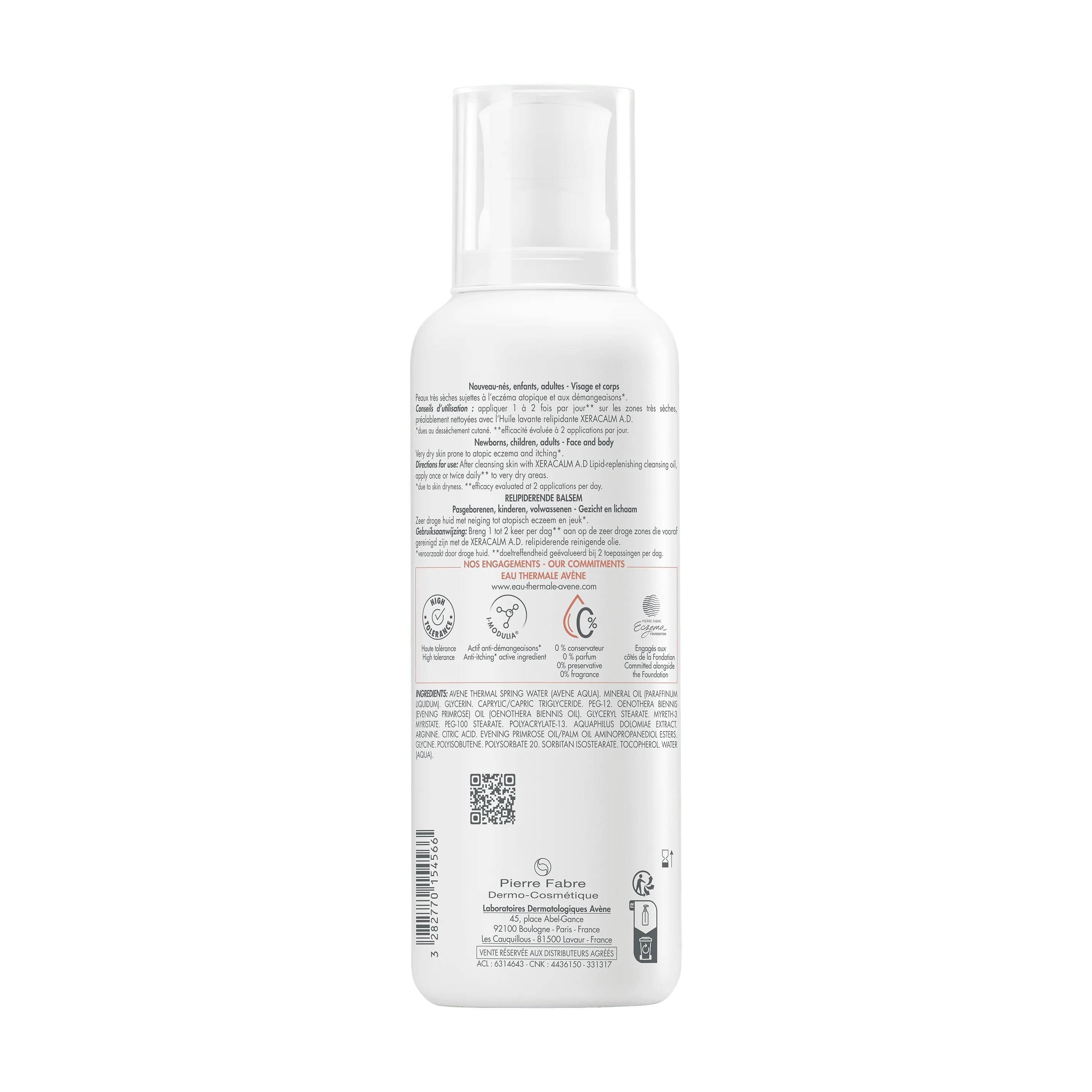 Eau Thermale Avène Xeracalm A.D Balsamo Liporestitutivo 400 ml Pelle Secca a Tendenza Atopica