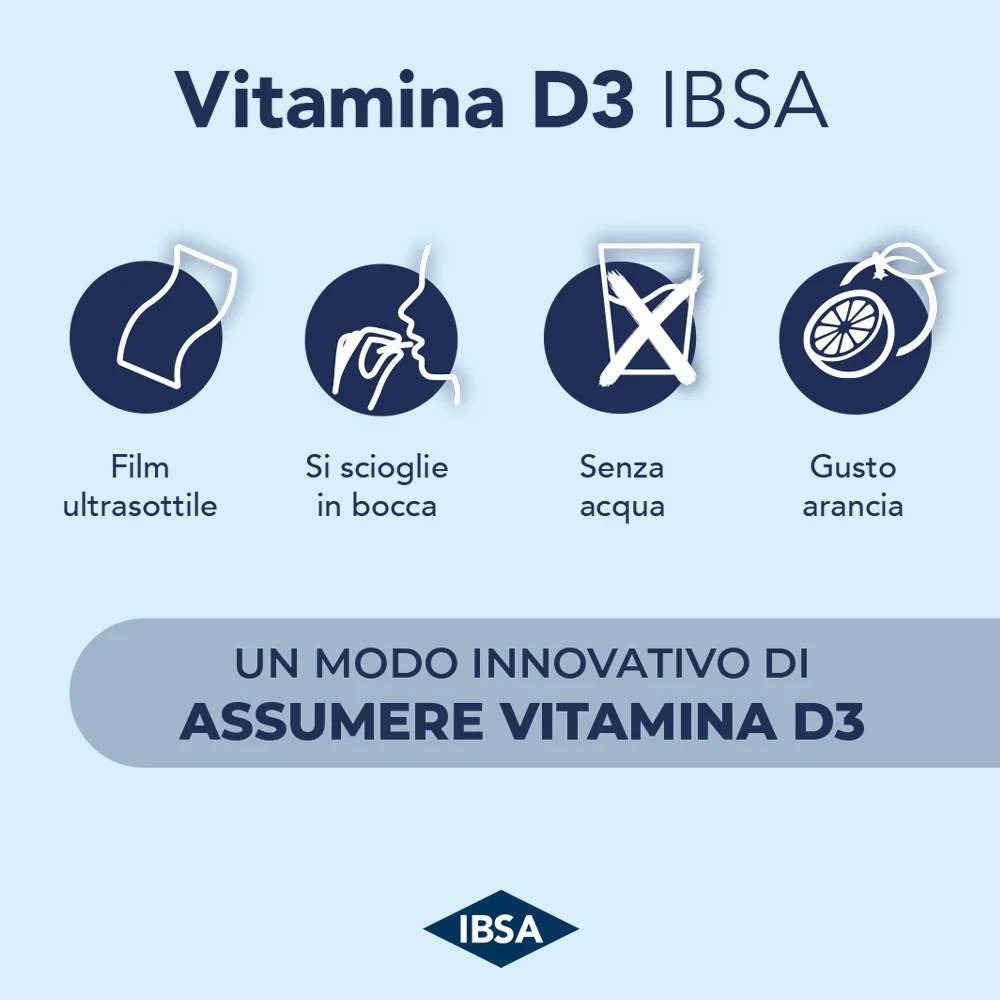 Vitamina D3 Ibsa 1000UI 30 Film Orodispersibili Integratore a base di Vitamina D