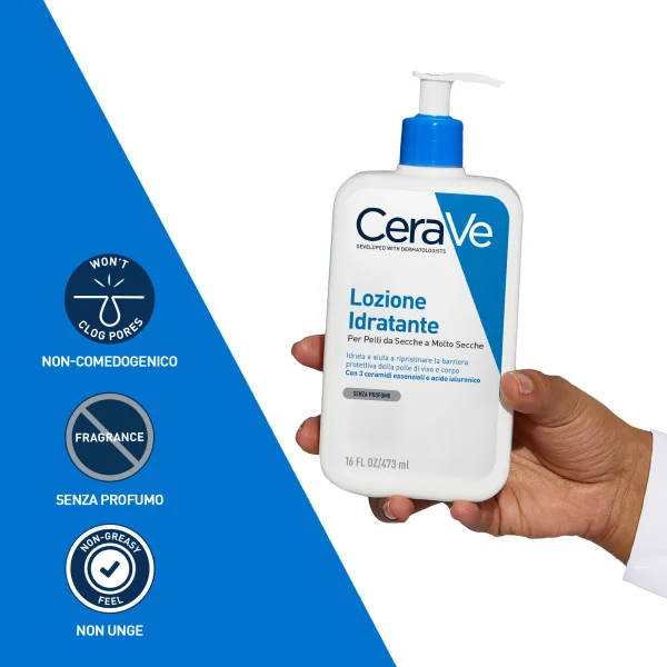 Cerave Lozione Idratante 473 Ml Trattamento Ideale per la Cura della Pelle Secca e Molto Secca