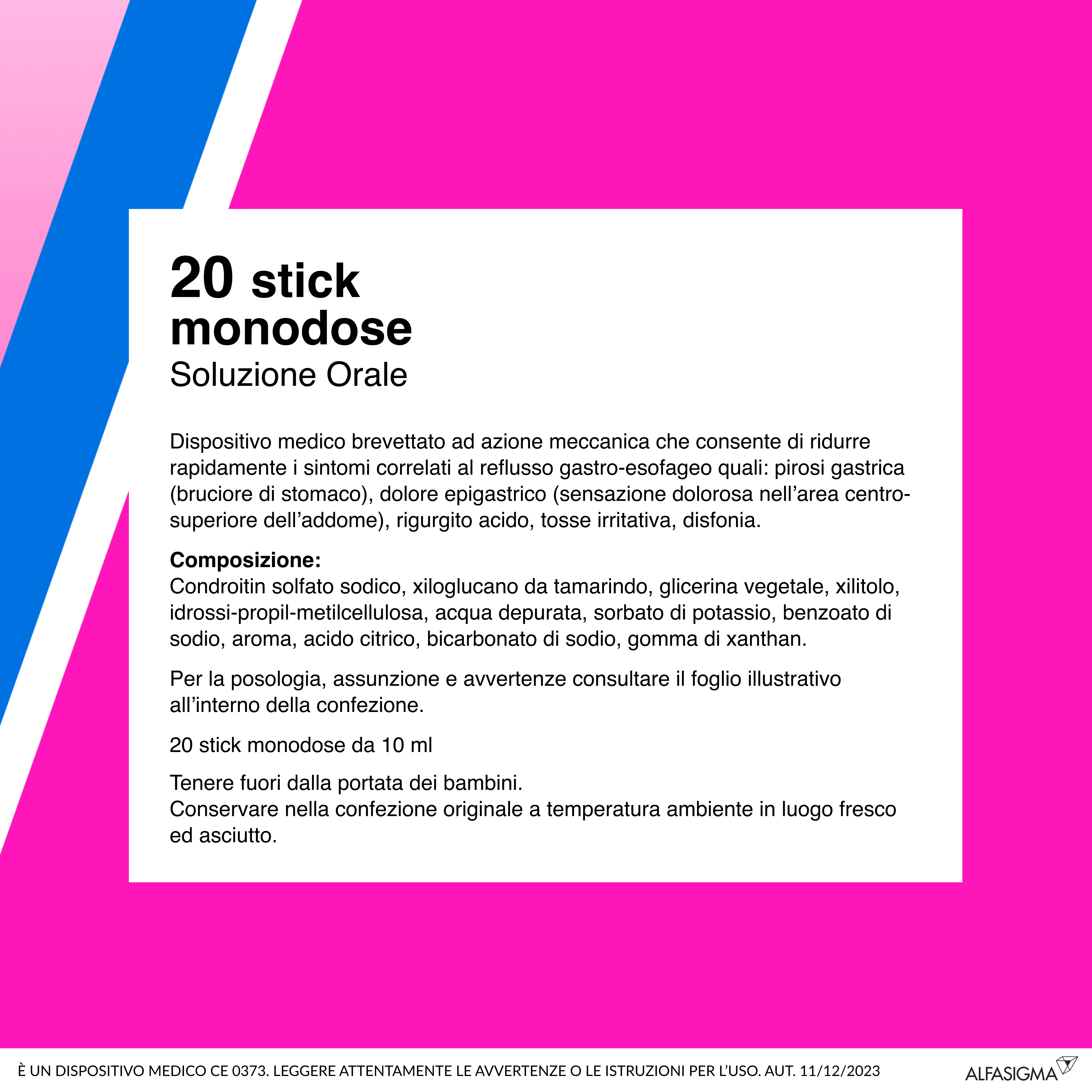 Biochetasi Reflusso 20 Stick Per il Reflusso Gastrico