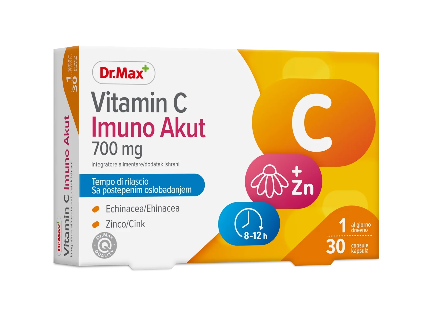 Dr. Max Vitamina C Imuno Akut 30 Capsule Con Vitamina C, Zinco ed Echinacea