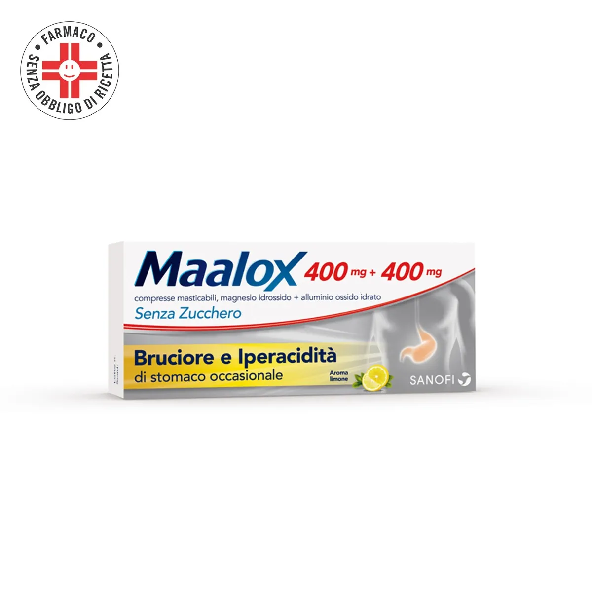 Maalox Senza Zucchero 30 Compresse Limone 400+400 mg