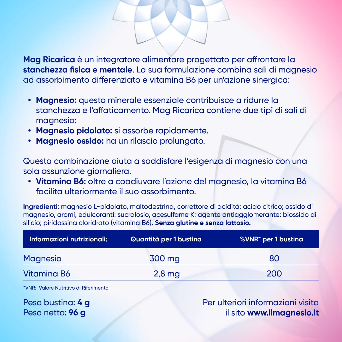 Mag Ricarica 24 Ore 24 Bustine da 4g Integratore per la stanchezza fisica e mentale