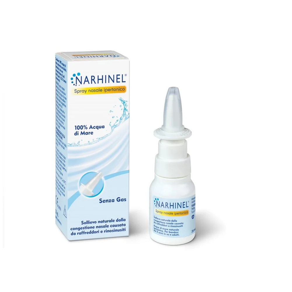 Narhinel Spray Nasale Ipertonica 20 ml Soluzione Ipertonica di Acqua Di Mare