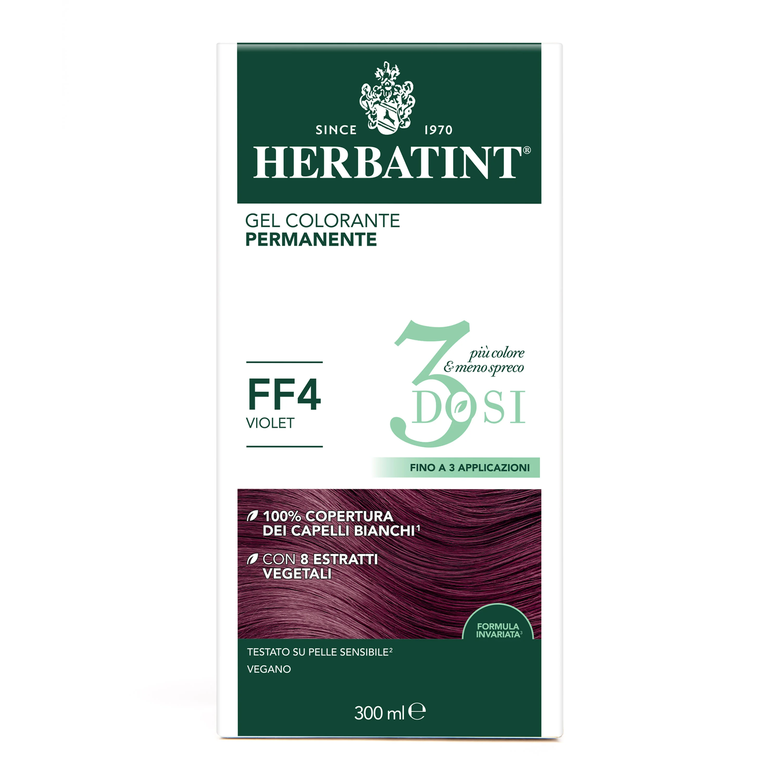 Herbatint Gel Colorante Permanente 3Dosi Ff4 300 Ml 100% Copertura Capelli Bianchi