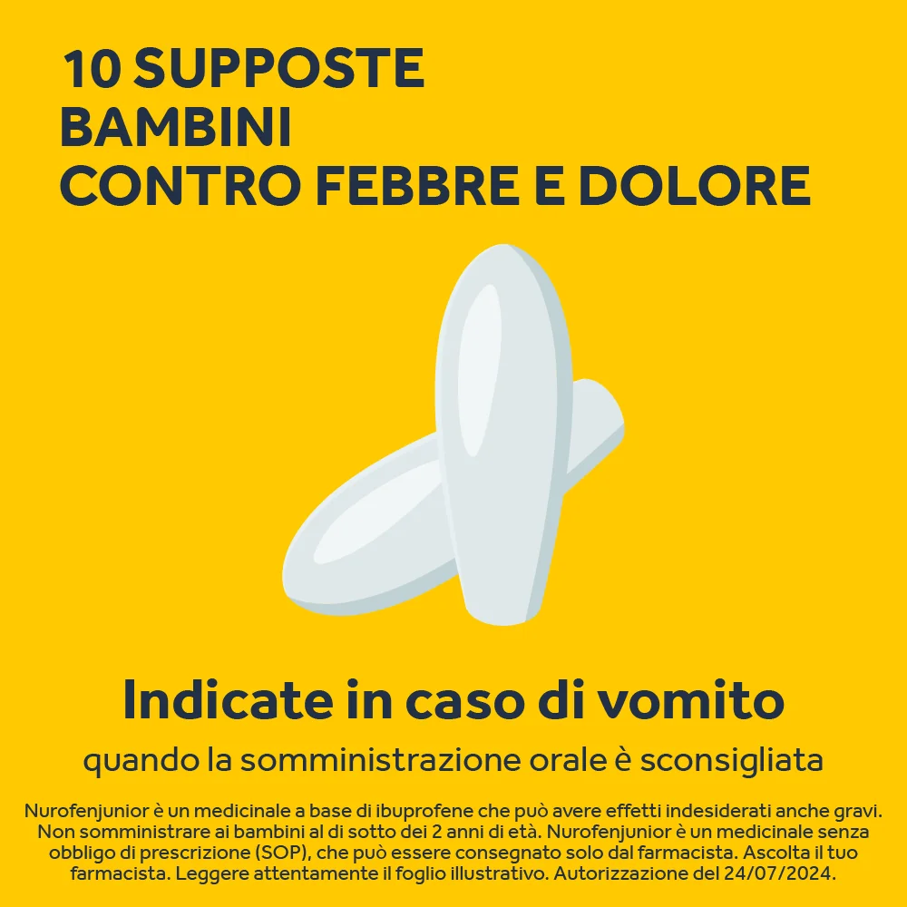 Nurofen Junior Bambini 125 mg Ibuprofene 10 Supposte Febbre
