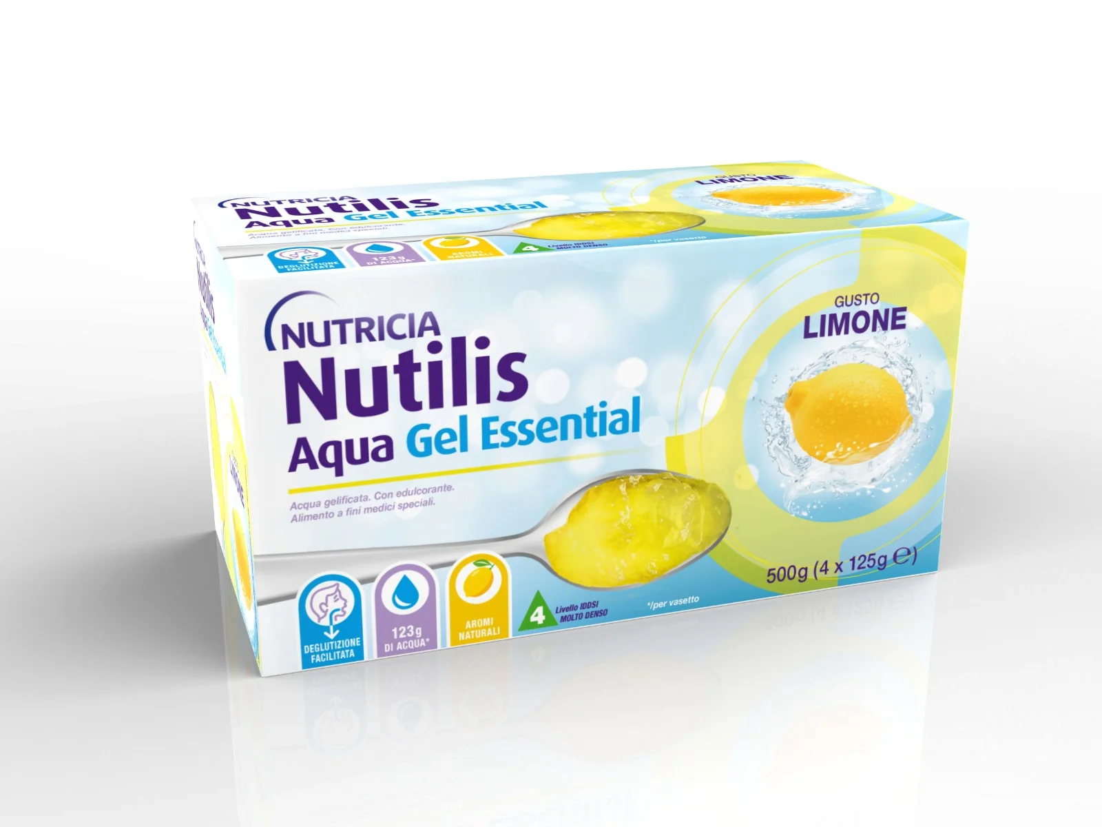 Nutilis Aqua Gel Limone 4 Pezzi Da 125 G Disfagia e Malnutrizione