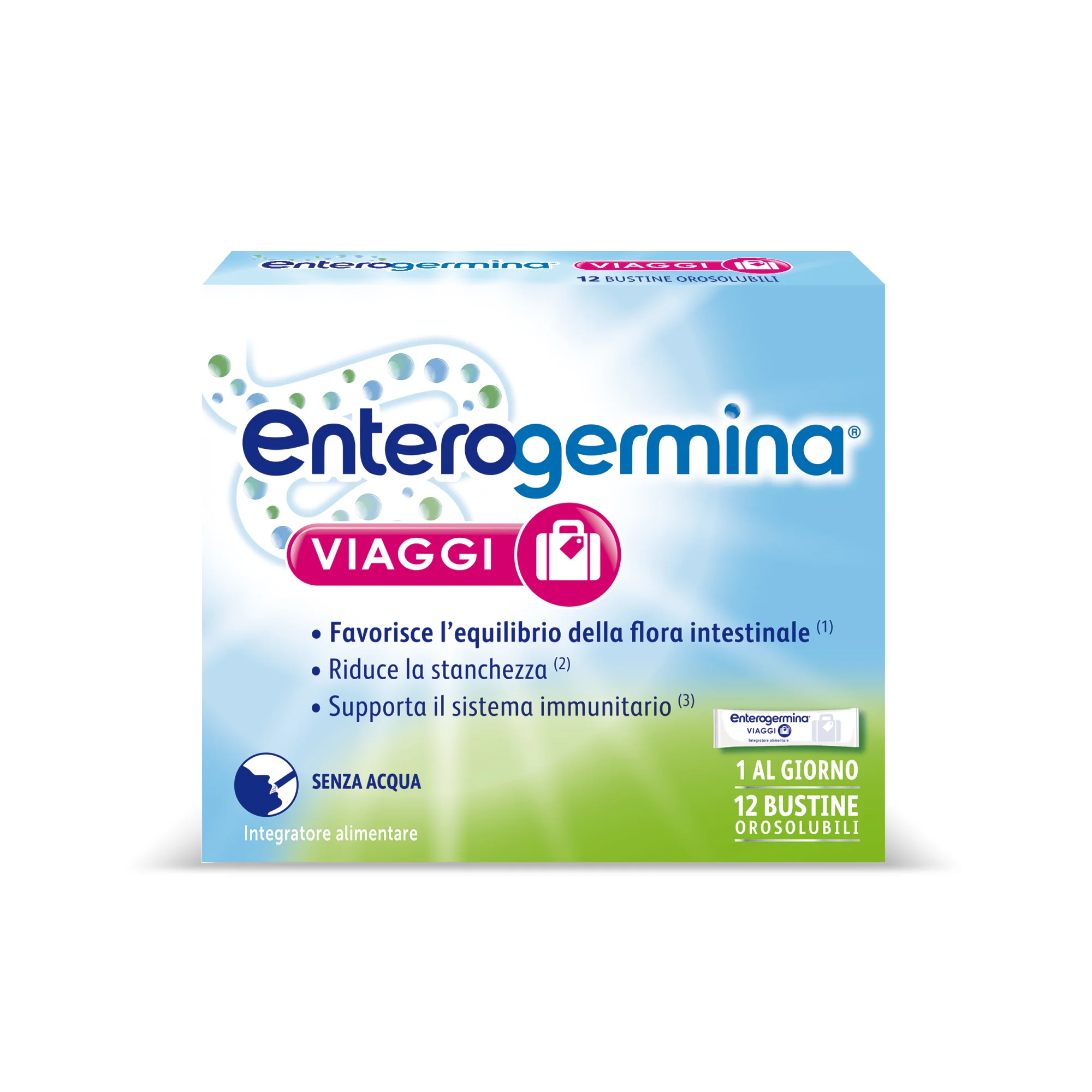 Enterogermina Viaggi Integratore Fermenti Lattici 12 Bustine Senza Acqua