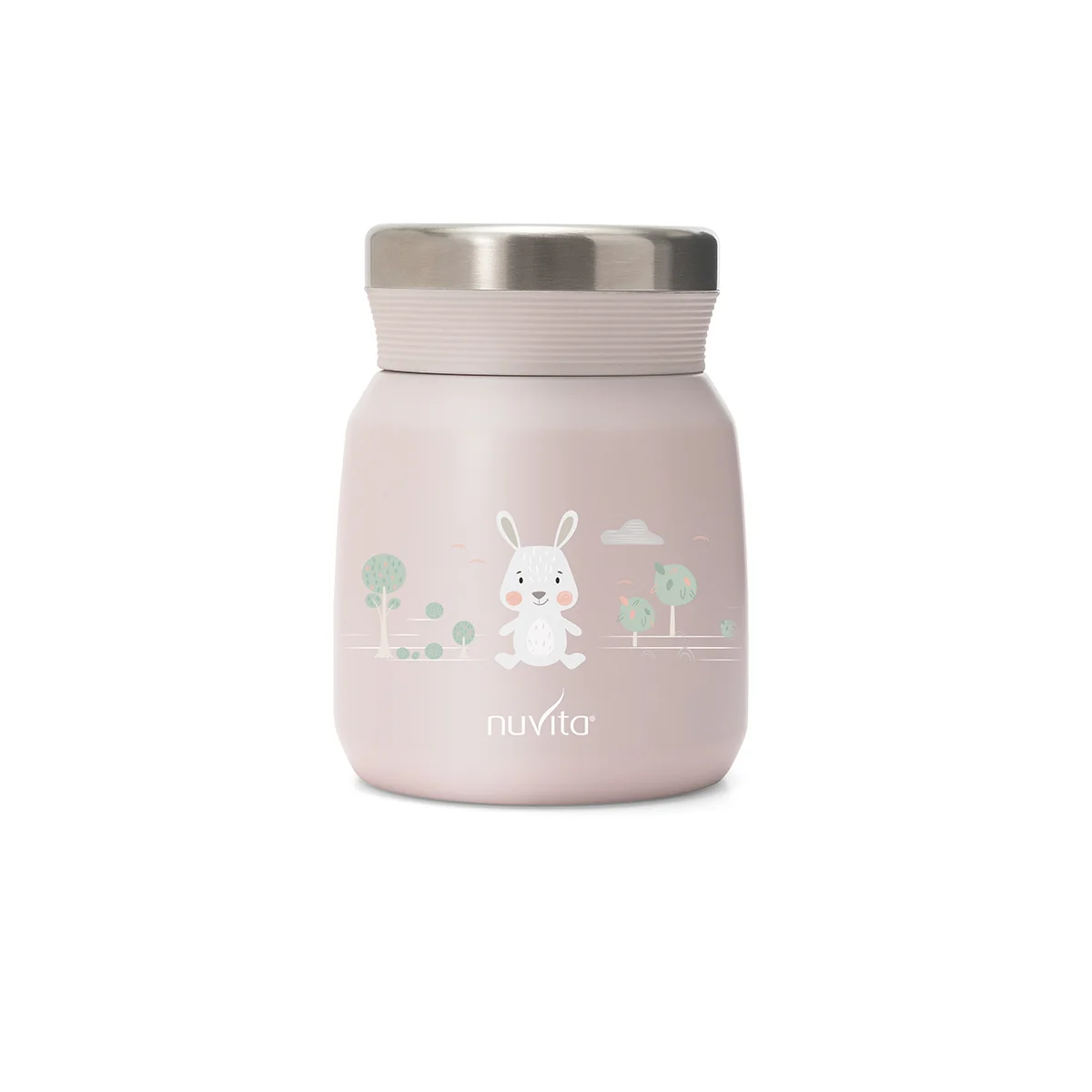 Nuvita Contenitore Termico Acciaio Inox Cibi Liquidi/Solidi Rosa 300 ml Chiusura Ermetica per Pappe e Brodo