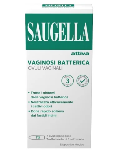 Saugella Attiva Vaginosi Batterica 7 Ovuli Vaginali Riequilibra il pH Vaginale