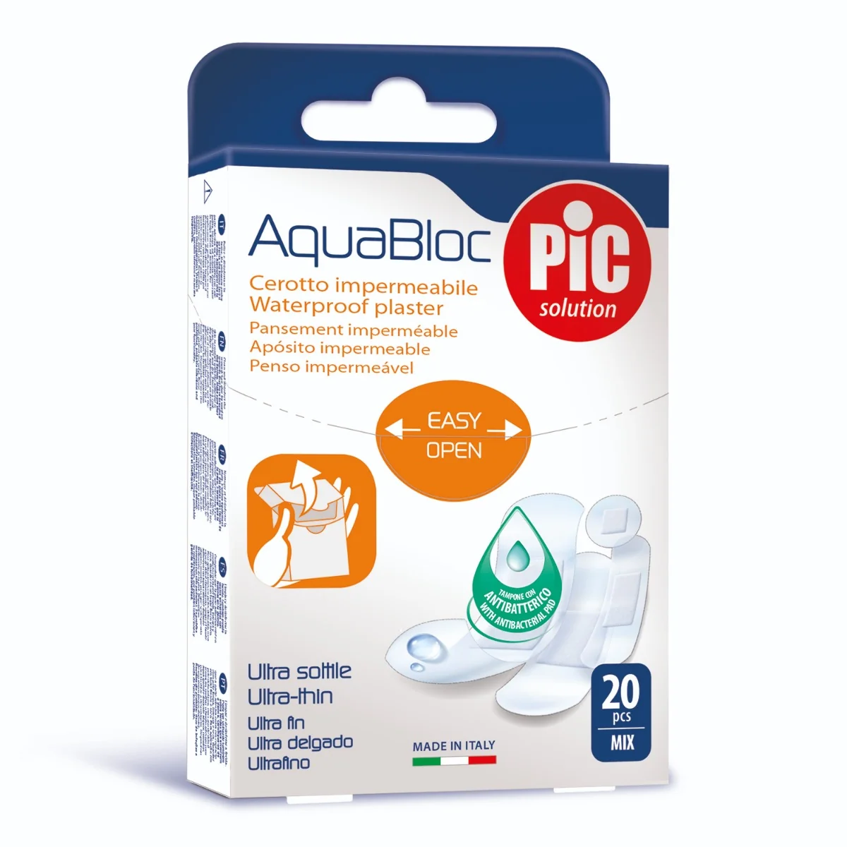 Pic Cerotto Aquablock Impermeabile 22,5 mm 20 Pezzi Cerotto Rotondo
