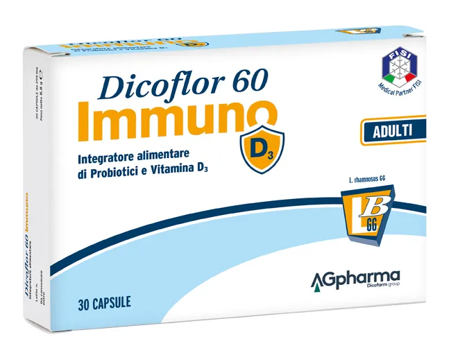 Dicoflor 60 Immuno D3 Integratore di Vitamina D e Probiotici 30 Capsule