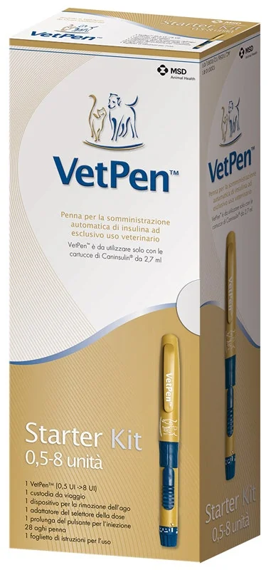 Intervet Vetpen Penna Insulina Veterinaria 0,5 UI - 8 UI Starter Kit Cani e Gatti Diabetici 