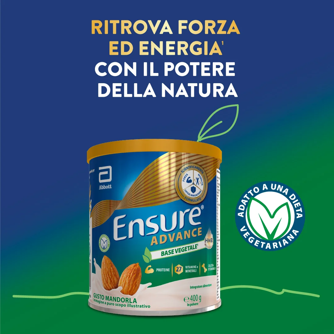 Ensure Advance Base Vegetale 400 g Gusto Mandorla Integratore Alimentare Con Proteine Vegetali