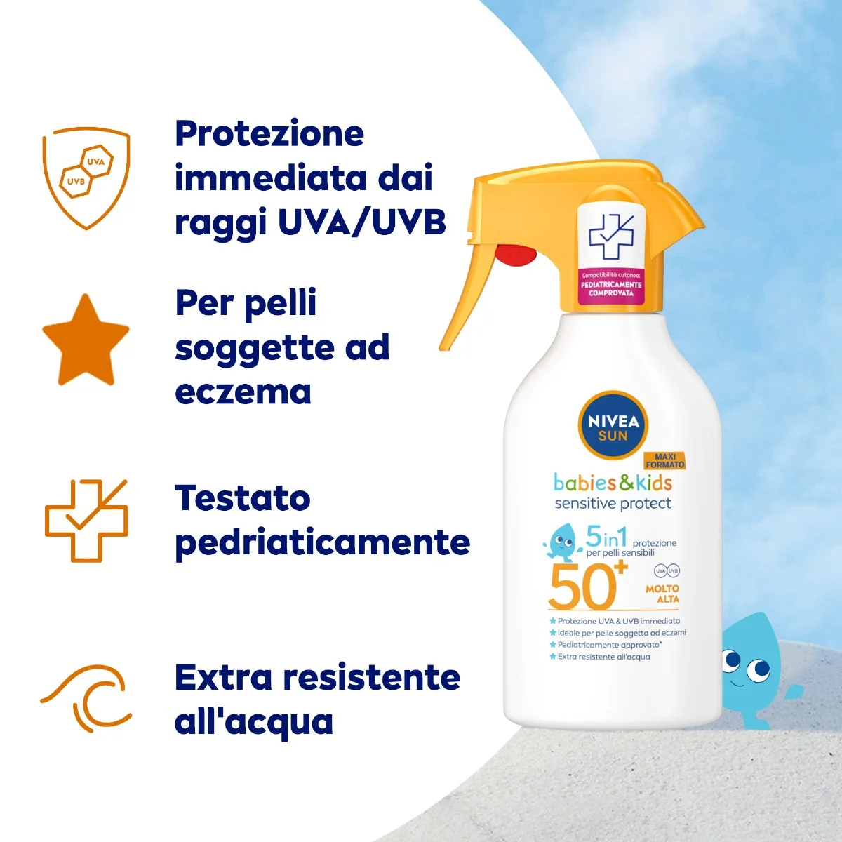 Nivea Sun Kids Sensitive& Protect Spf50+ 270 ml Spray solare pelle sensibile