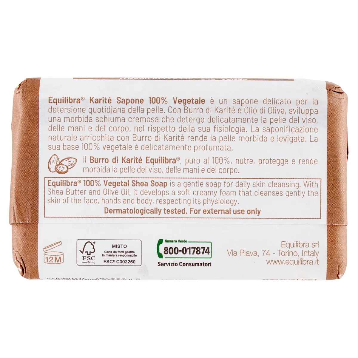 Equilibra Sapone Naturale Karite' 100Ml Delicatamente Profumata