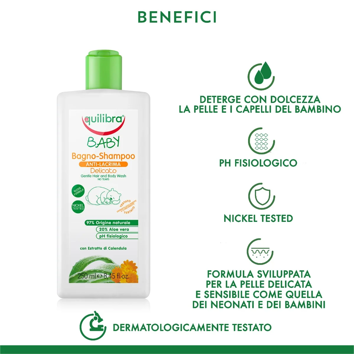 Equilibra Bagnoshampoo Antilacrima Baby 250 Ml Adatto per Neonati