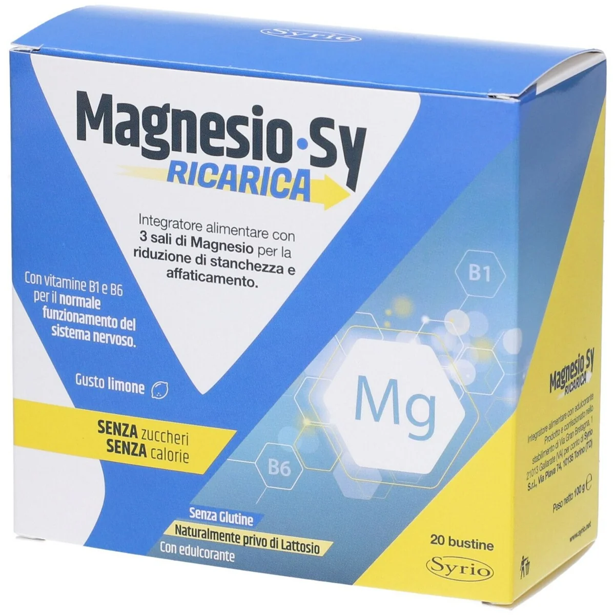 Syrio Magnesio Sy Ricarica 20 Bustine Integratore Alimentare