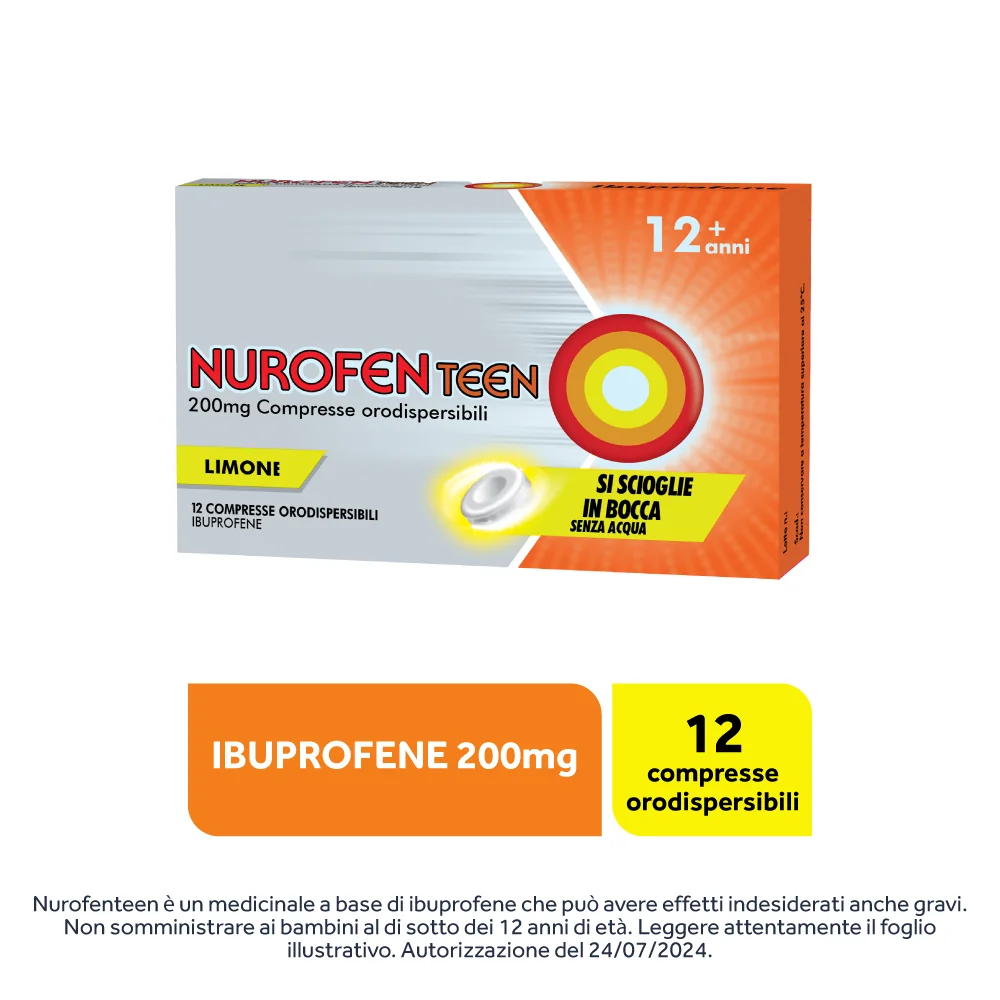 Nurofenteen 200 mg Ibuprofene Analgesico Limone 12 Compresse Orodispersibili Ibuprofene Analgesico