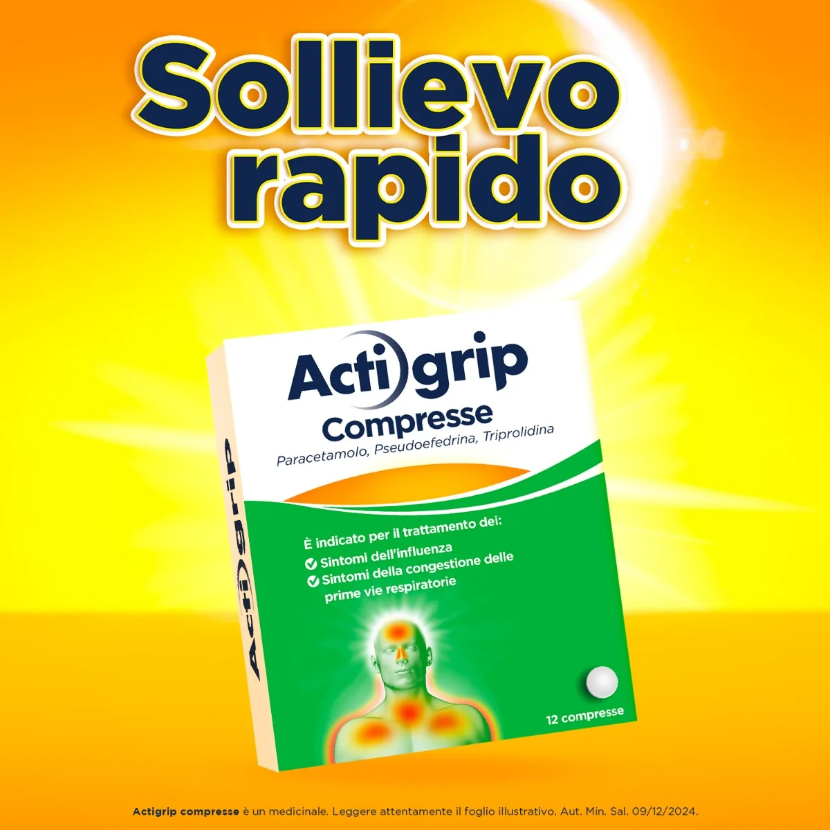 Actigrip 12 Compresse Raffreddore, Mal di Testa e Influenza