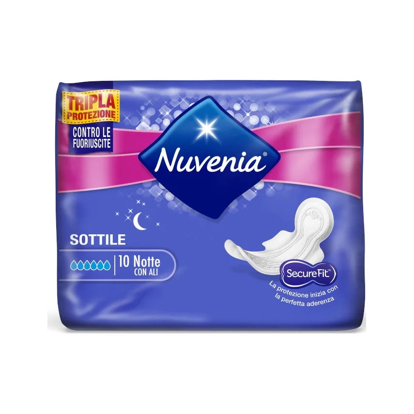 Nuvenia Sottile Notte Ali 10 Pezzi Assorbenti con Ali